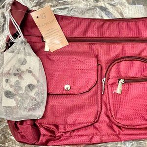 NWT Gold Coast AlwaysInStyle Burgundy Handbag W/Jade Necklce/Earring Set